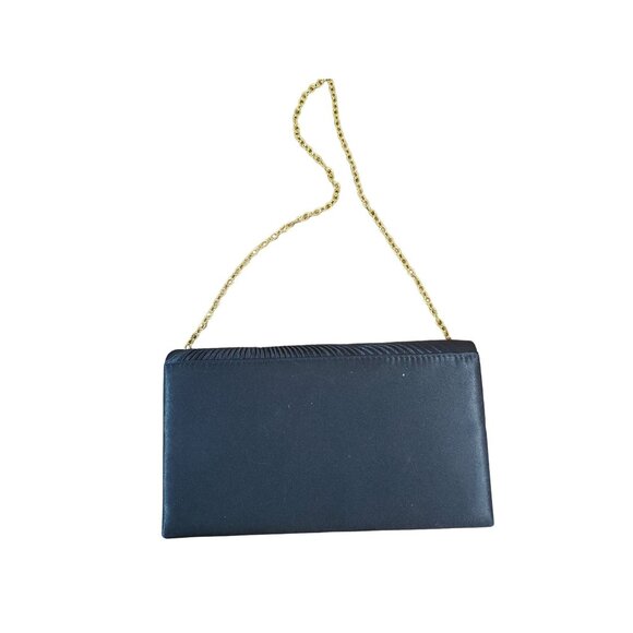 Elegant Black Clutch With Gold‎ Chain & Rhinestone Peacock Design Extra Strap - Picture 5 of 7